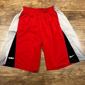 Nike Dri-Fit red, black, white and grey athletic shorts